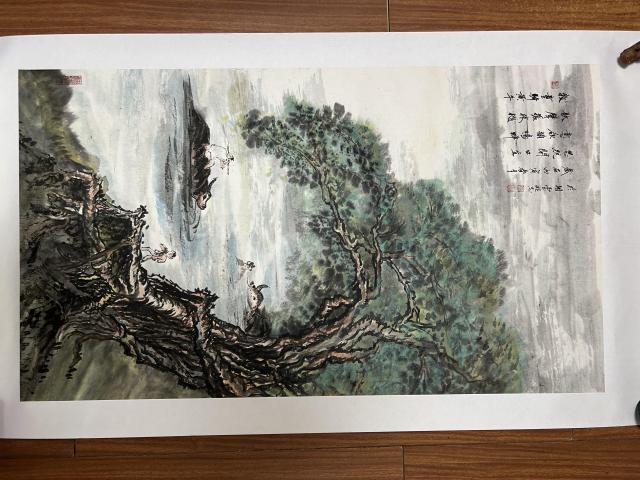 古玩字畫李明志老師早年精品《歌聲振林樾》拍賣,當前價格1788元