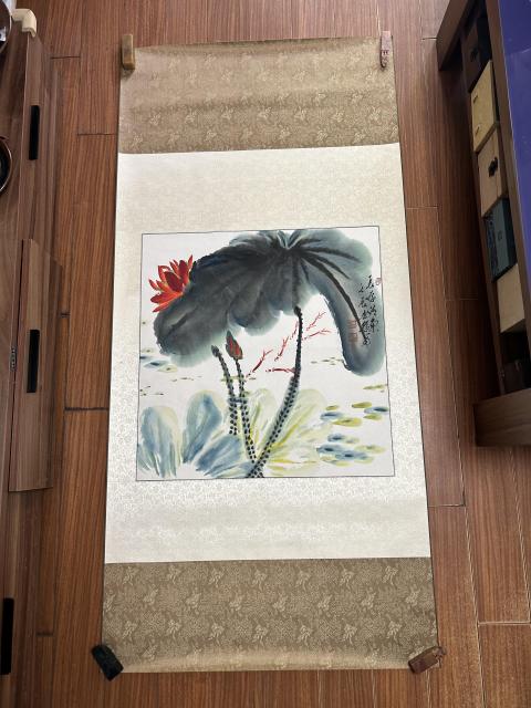 古玩字畫白世杰老師精品大寫意《荷花花鳥》拍賣,當前價格1988元