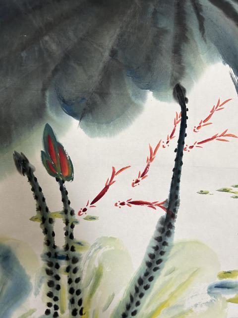 古玩字畫白世杰老師精品大寫意《荷花花鳥》拍賣,當前價格1988元