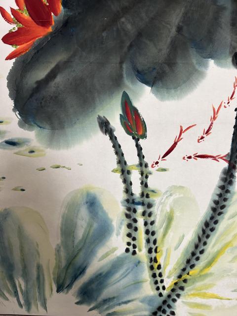 古玩字畫白世杰老師精品大寫意《荷花花鳥》拍賣,當前價格1988元