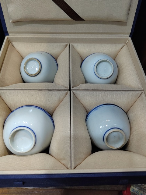 古玩陶瓷民國(guó)洋蘭青花杯一套拍賣，當(dāng)前價(jià)格666元