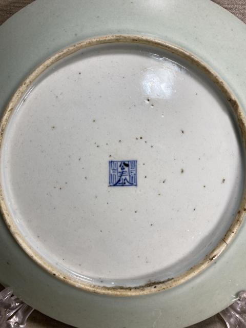 古玩陶瓷豆青釉盤拍賣，當前價格1200元