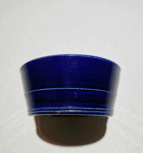 古玩陶瓷【精品單色釉】寶石藍釉弦紋洗拍賣,當前價格4300元