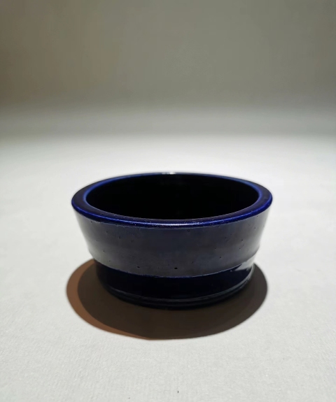 古玩陶瓷【精品單色釉】寶石藍釉弦紋洗拍賣,當前價格4300元