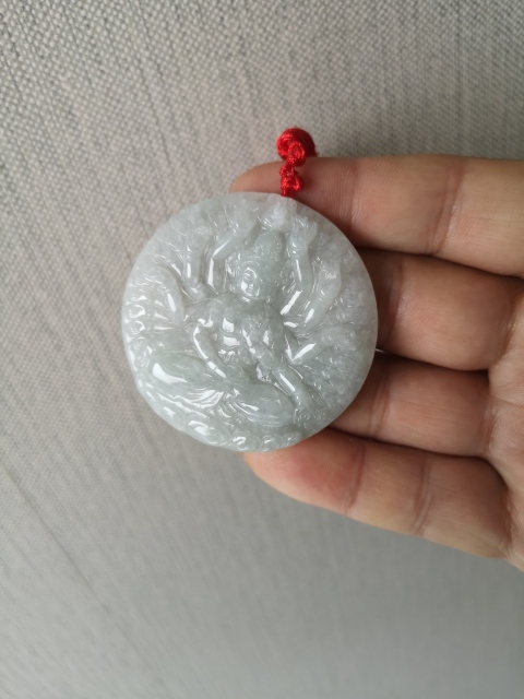 古玩玉器天然翡翠雕“千手觀音”牌拍賣,當(dāng)前價(jià)格480元