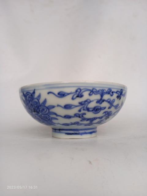 古玩陶瓷清代青花纏蓮小碗拍賣，當(dāng)前價(jià)格399元