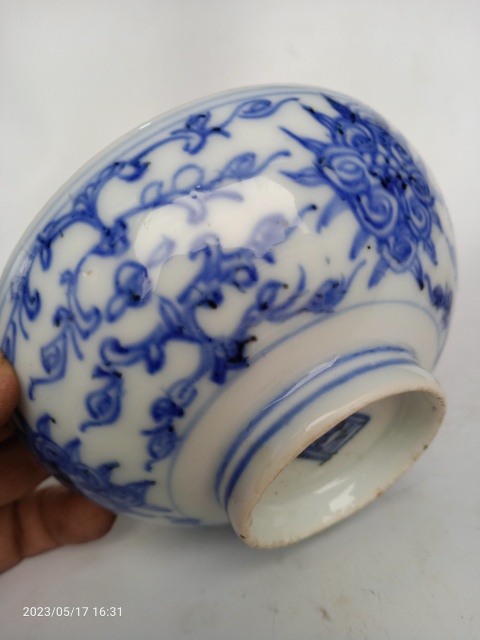 古玩陶瓷清代青花纏蓮小碗拍賣，當(dāng)前價(jià)格399元