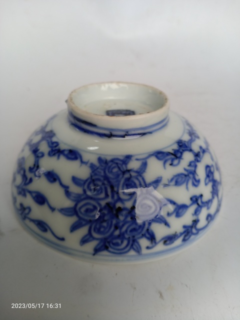 古玩陶瓷清代青花纏蓮小碗拍賣，當(dāng)前價(jià)格399元