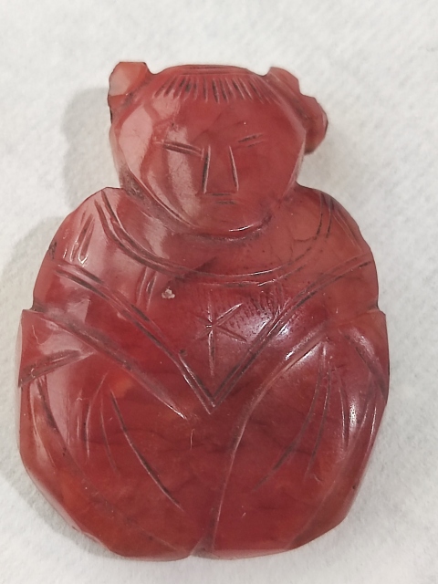 古玩玉器清·瑪瑙童子真品鑒賞圖