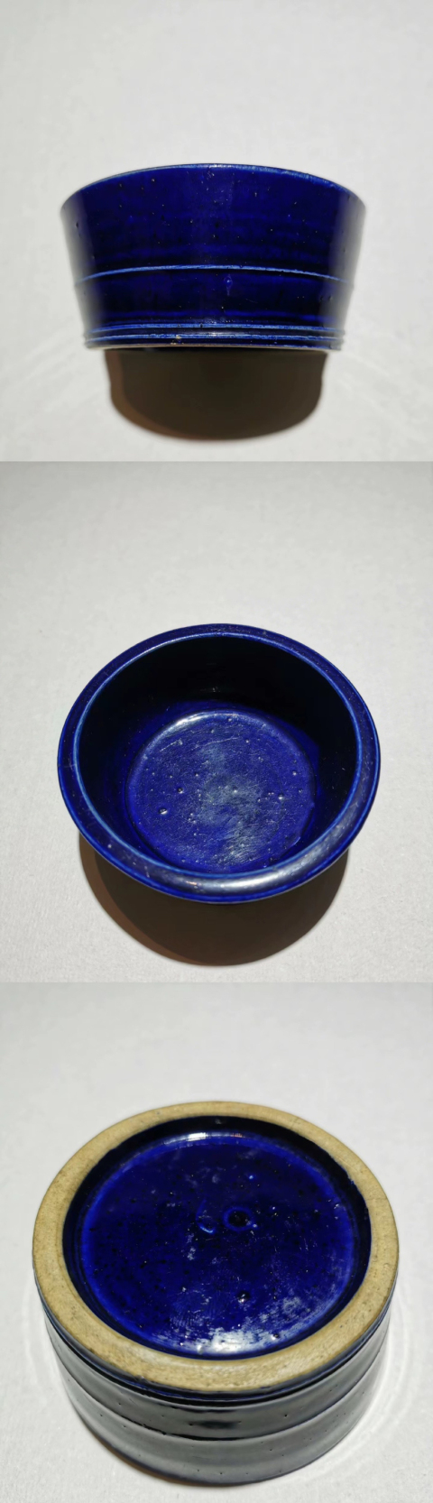 古玩陶瓷【精品單色釉】寶石藍釉弦紋洗拍賣,當前價格4300元