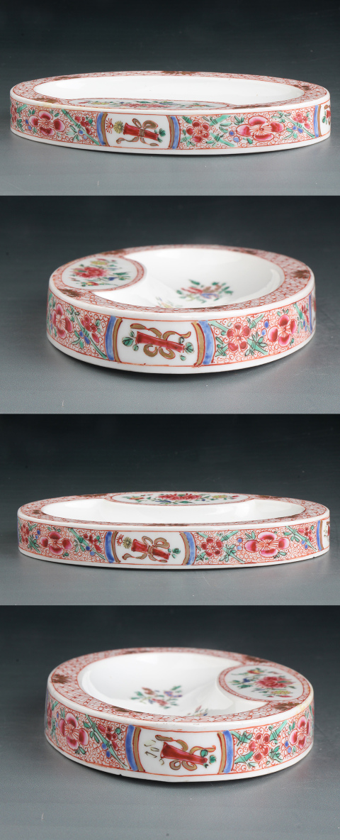 古玩陶瓷【7582】清雍正  粉彩折枝花卉紋硯臺拍賣，當(dāng)前價格19800元