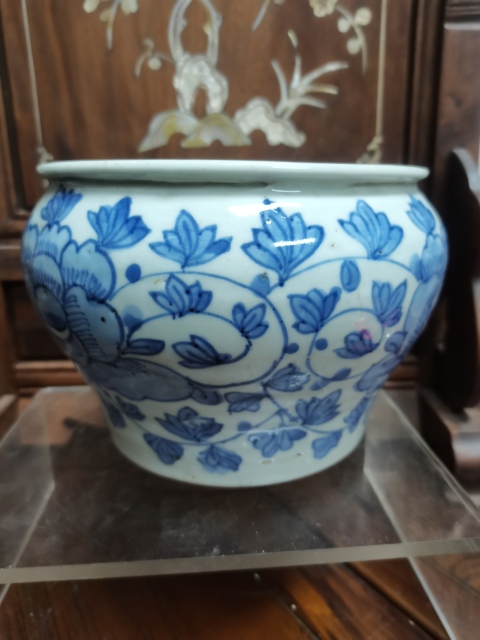 古玩陶瓷青花牡丹花紋馬蹄尊拍賣，當前價格3000元