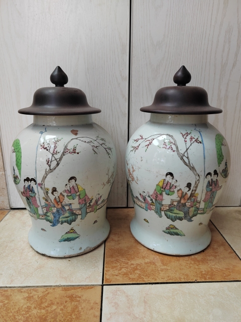 古玩陶瓷精品民國(guó)仕女將軍罐一對(duì)拍賣(mài),當(dāng)前價(jià)格6000元