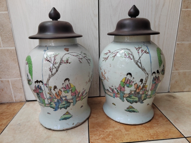 古玩陶瓷精品民國(guó)仕女將軍罐一對(duì)拍賣(mài),當(dāng)前價(jià)格6000元