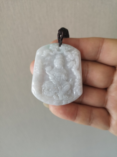 古玩玉器天然翡翠雕“文殊菩薩”掛牌拍賣，當前價格398元