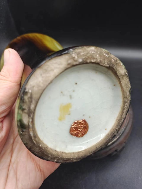 古玩陶瓷清末民國窯變釉三陽開泰觀音瓶拍賣,當前價格4300元