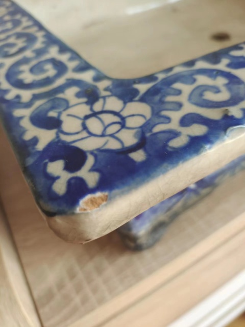 古玩陶瓷民國青花花卉紋水仙盆拍賣，當前價格1880元