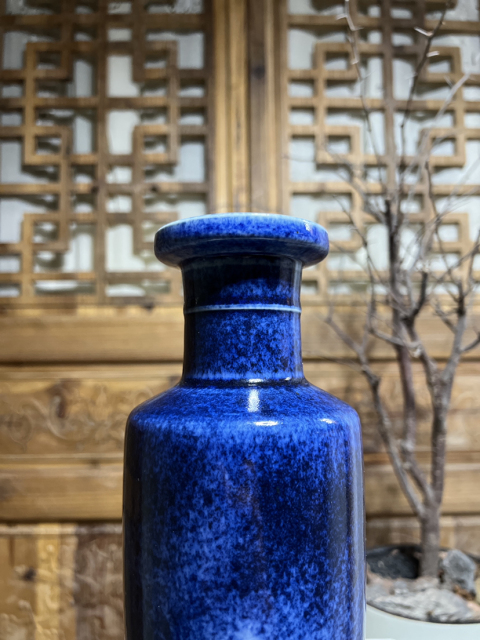 古玩陶瓷撒藍釉棒槌瓶拍賣，當前價格3980元