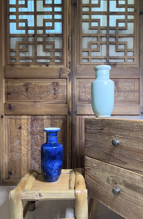 古玩陶瓷撒藍釉棒槌瓶拍賣，當前價格3980元