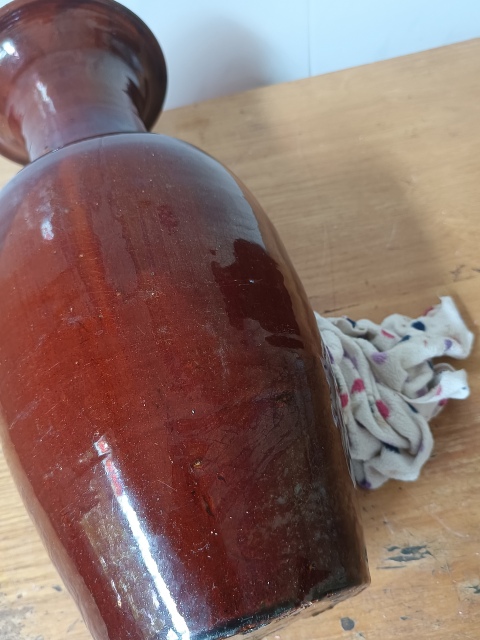 古玩陶瓷清中鈞紅釉觀音瓶拍賣，當前價格4600元