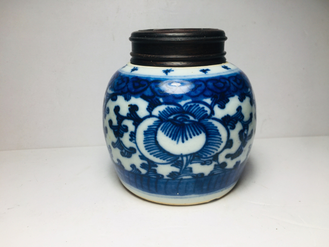 古玩陶瓷青花纏枝喜字紋蓋罐拍賣，當前價格1888元