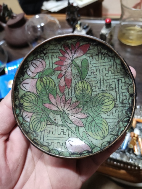 古玩雜項晚清景泰藍掐絲琺瑯小盤拍賣,當前價格699元