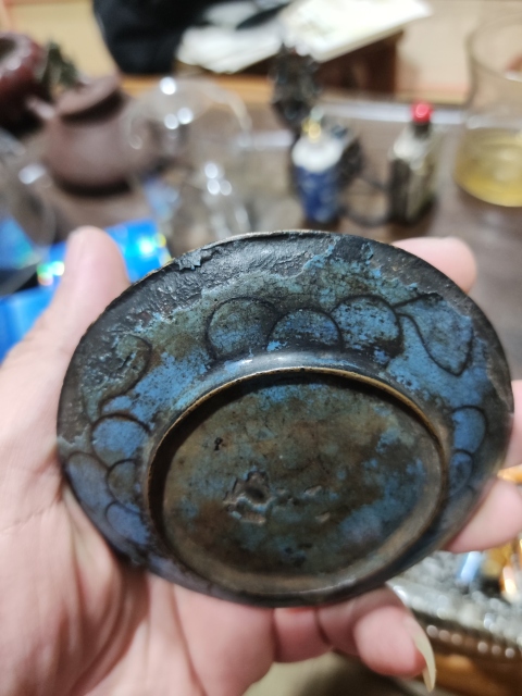 古玩雜項晚清景泰藍掐絲琺瑯小盤拍賣,當前價格699元