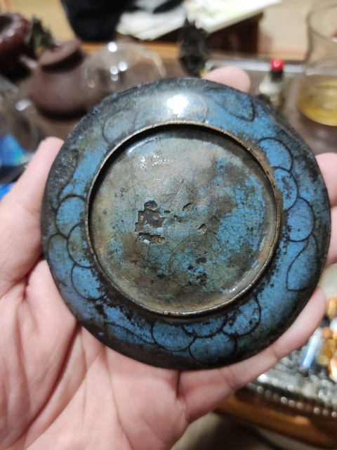 古玩雜項晚清景泰藍掐絲琺瑯小盤拍賣,當前價格699元
