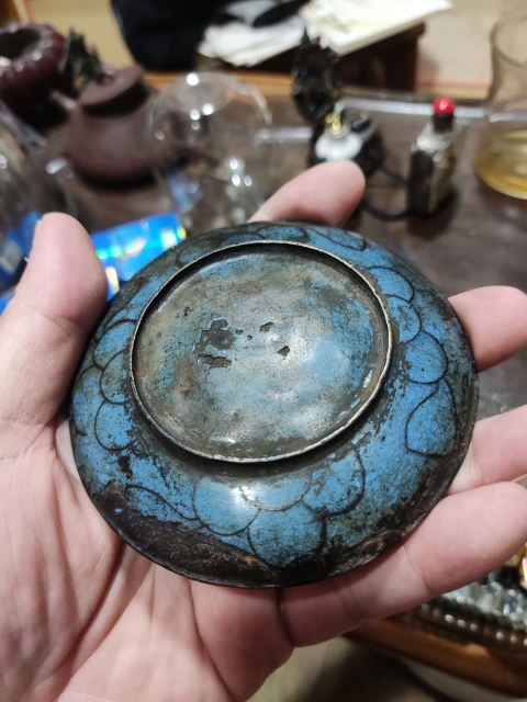 古玩雜項晚清景泰藍掐絲琺瑯小盤拍賣,當前價格699元