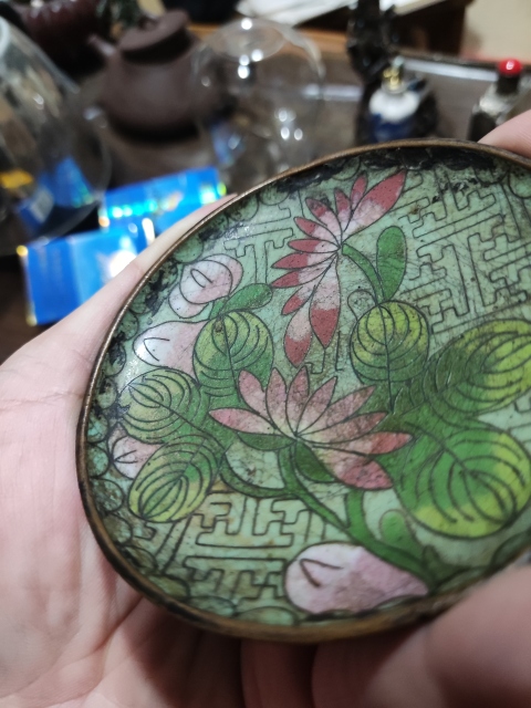 古玩雜項晚清景泰藍掐絲琺瑯小盤拍賣,當前價格699元
