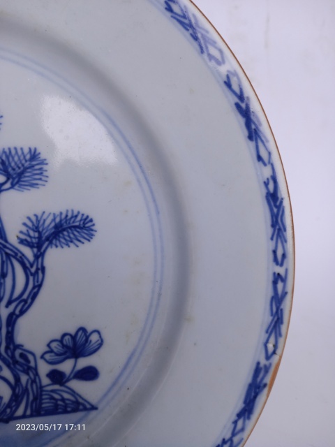 古玩陶瓷清乾隆鶴鹿同春青花盤拍賣,當前價格999元