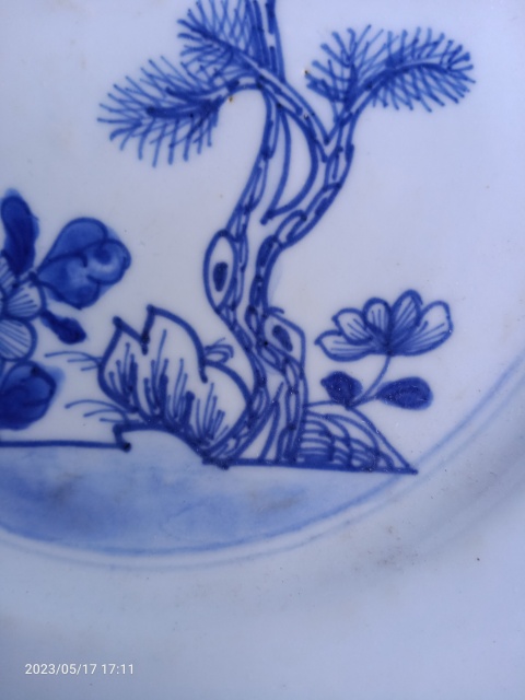 古玩陶瓷清乾隆鶴鹿同春青花盤拍賣,當前價格999元