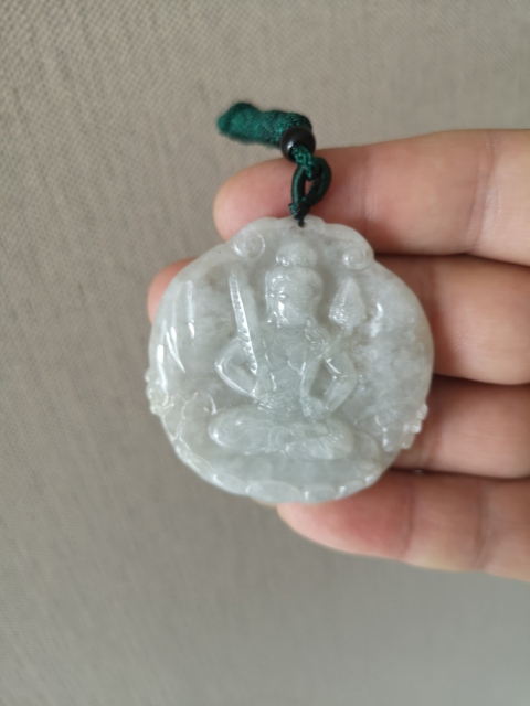 古玩玉器天然翡翠雕“虛空藏菩薩”掛牌拍賣,當前價格398元