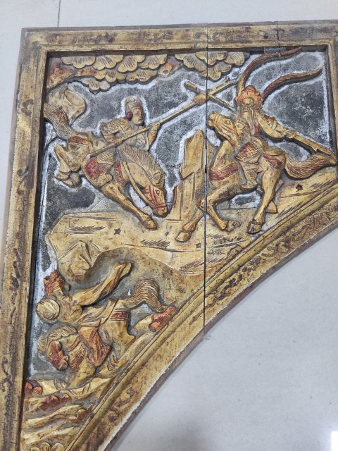 古玩雜項晚清木雕人物花板一對拍賣，當(dāng)前價格280元