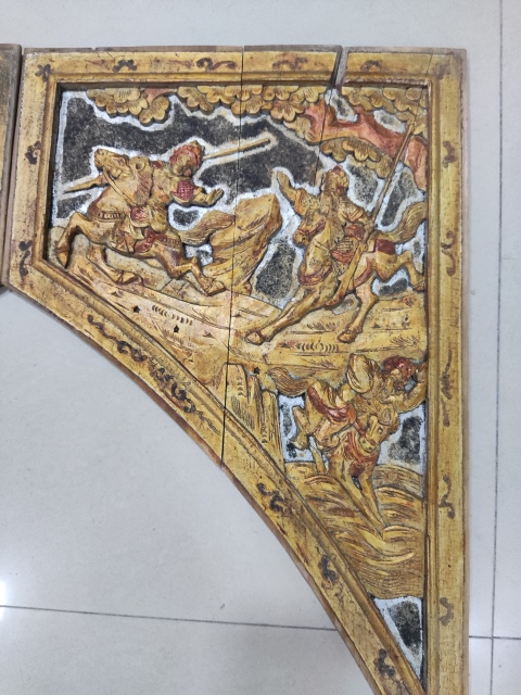 古玩雜項晚清木雕人物花板一對拍賣，當(dāng)前價格280元