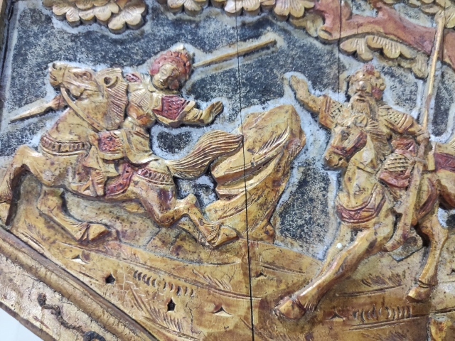 古玩雜項晚清木雕人物花板一對拍賣，當(dāng)前價格280元