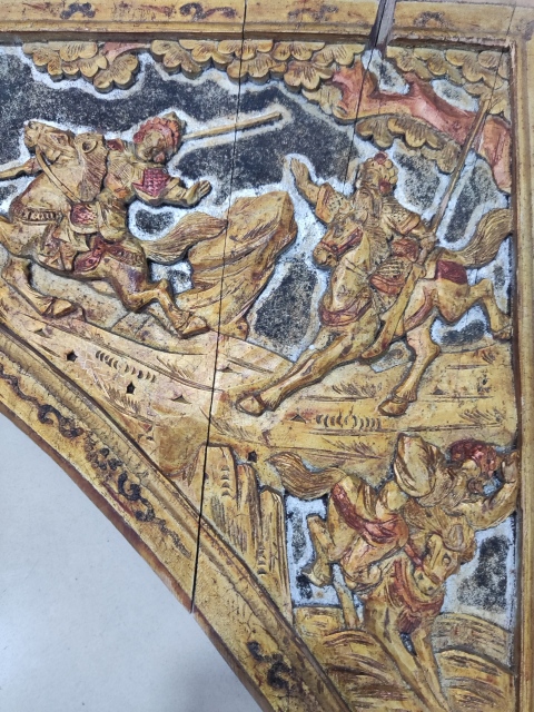 古玩雜項晚清木雕人物花板一對拍賣，當(dāng)前價格280元