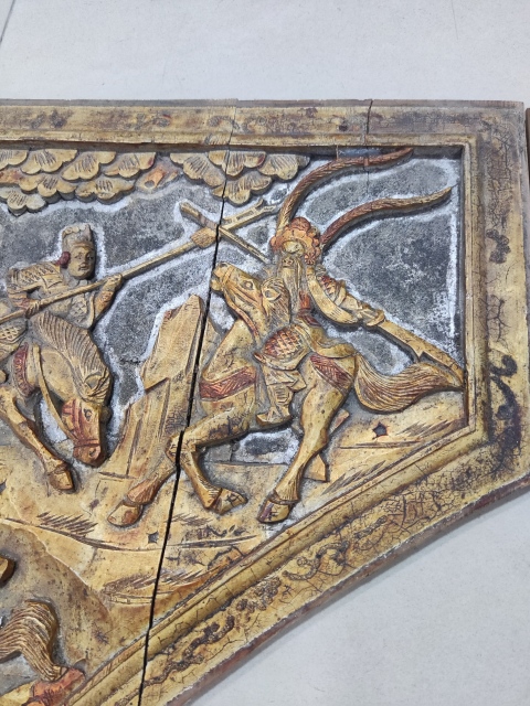 古玩雜項晚清木雕人物花板一對拍賣，當(dāng)前價格280元