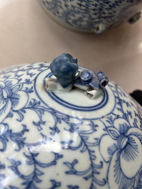 古玩陶瓷青花纏蓮粥罐拍賣,當前價格318元