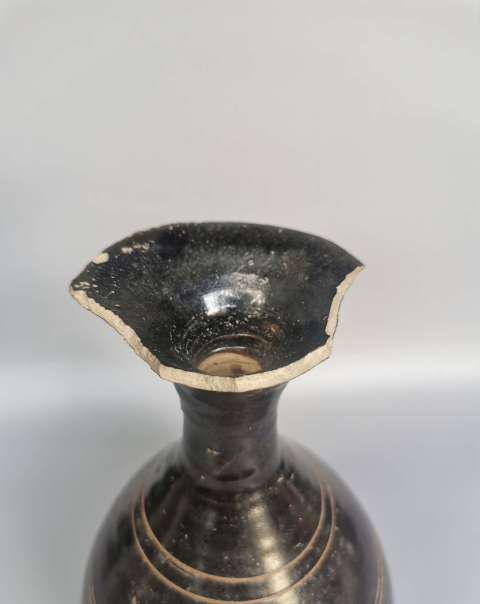 古玩陶瓷元代?黑釉玉壺春瓶拍賣，當前價格3300元