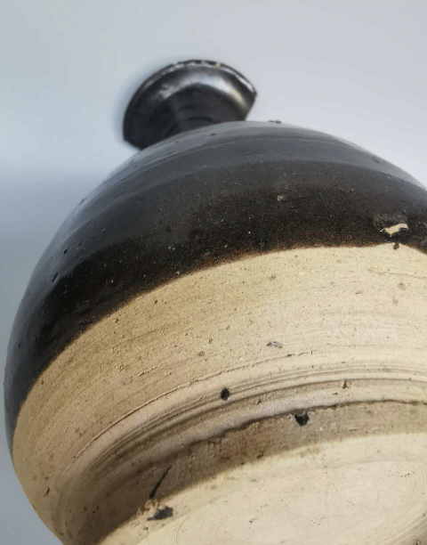 古玩陶瓷元代?黑釉玉壺春瓶拍賣，當前價格3300元