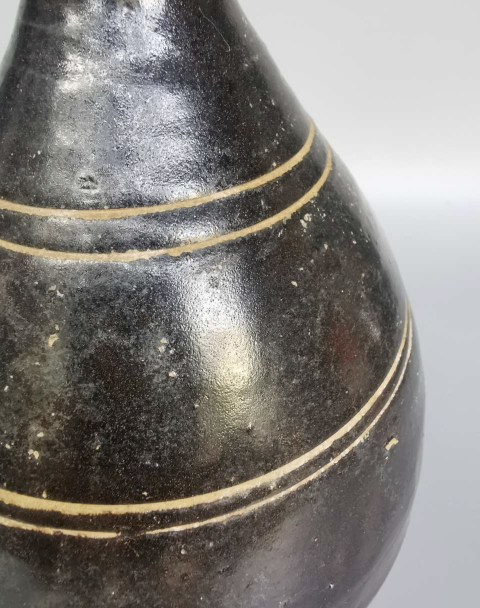 古玩陶瓷元代?黑釉玉壺春瓶拍賣，當前價格3300元