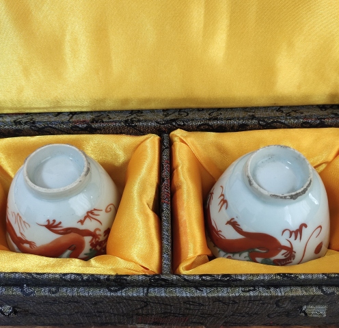 古玩陶瓷民國-紅綠彩云龍紋仰鐘杯(一個)拍賣，當前價格1369元