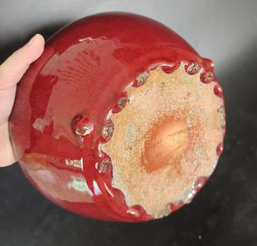 古玩陶瓷紅釉三乳足缽式香爐拍賣,當(dāng)前價(jià)格2888元