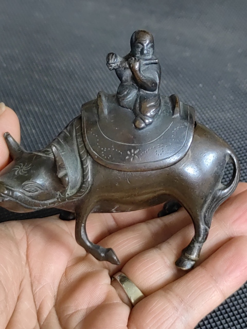 古玩雜項（特價）晚清民國精品銅童子牧牛香薰拍賣，當前價格1380元