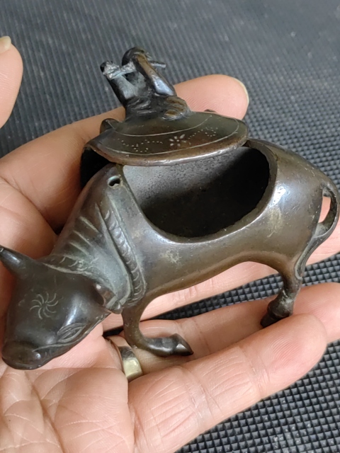 古玩雜項（特價）晚清民國精品銅童子牧牛香薰拍賣，當前價格1380元