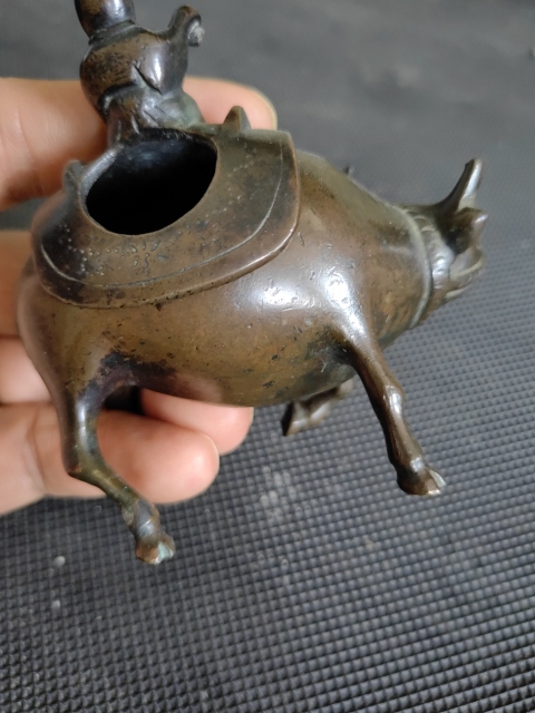 古玩雜項（特價）晚清民國精品銅童子牧牛香薰拍賣，當前價格1380元