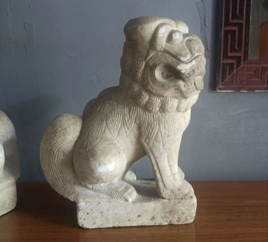 古玩雜項清.漢白玉案頭獅拍賣,當前價格18500元