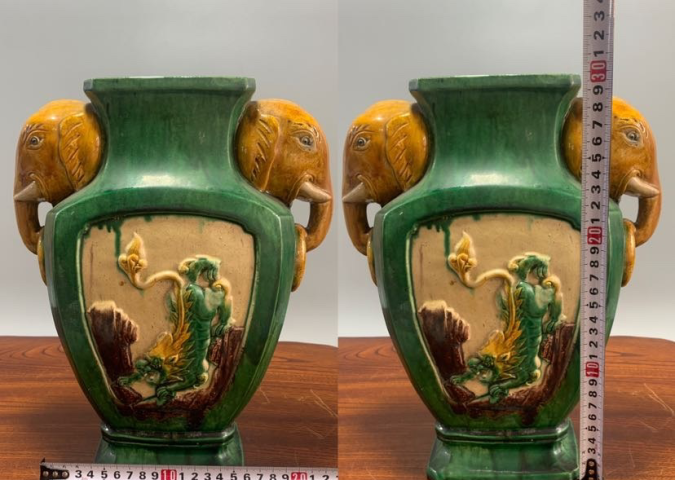 古玩陶瓷三彩瓶拍賣，當前價格1800元