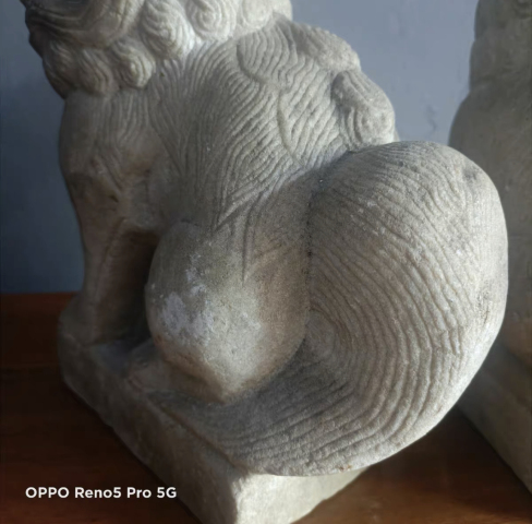 古玩雜項清.漢白玉案頭獅拍賣,當前價格18500元